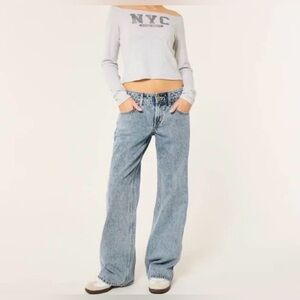 Hollister Light Blue Flare Jeans Low Rise size 2 Long